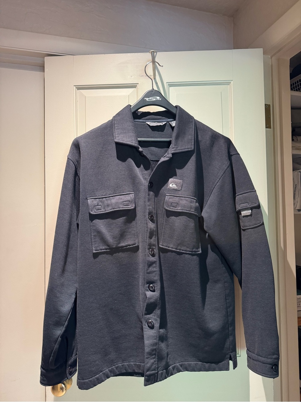 Quiksilver matte Black button up fleece shirt- medium